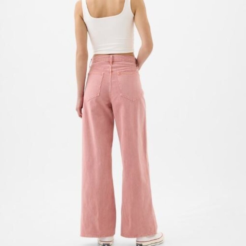 Gap Women's High-Rise Wide Leg Jeans Pink Rosette Size 8 / 29R - Picture 2 of 5